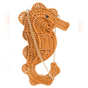 Seahorse Woven Clutch in Tan
